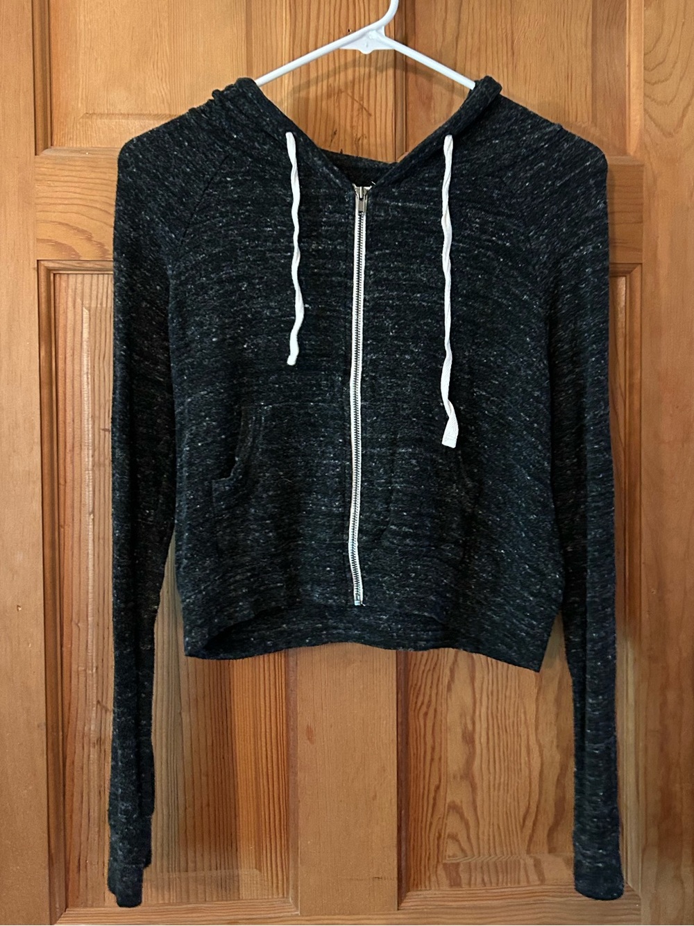 Mossimo Supply Co. Black Zip Hoodie with White Drawstrings